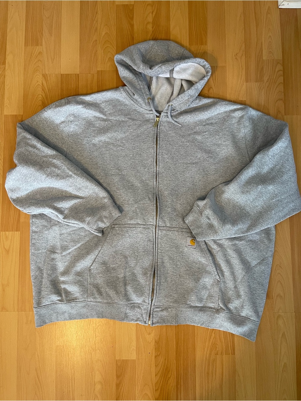 Carhartt Light Gray Full-Zip Hooded Sweatshirt